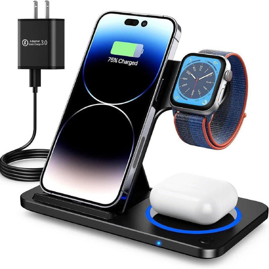 3-in-1 Magnetic Foldable Wireless Charger Stand – Fast Charging - Camel Deals